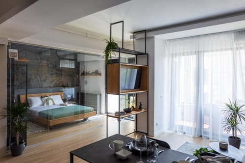 Bed, TV and multimedia, Living room, Photo of the whole room, Seating area, Evening entertainment, Bedroom