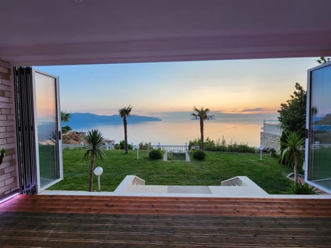 Patio, Natural landscape, Garden, Garden view, Sea view, Sunset
