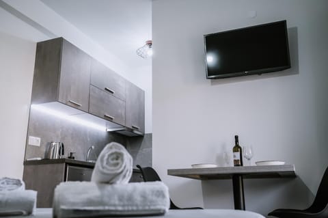 Bed, TV and multimedia, Kitchen or kitchenette, Photo of the whole room, Dining area, Evening entertainment, Bedroom