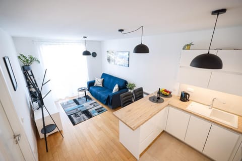 Kitchen or kitchenette, Living room, Seating area, Dining area