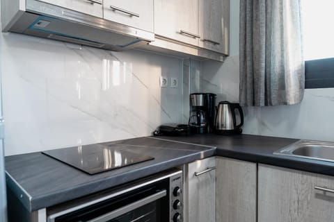 Kitchen or kitchenette, stove