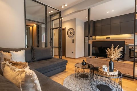 Kitchen or kitchenette, Living room, Seating area