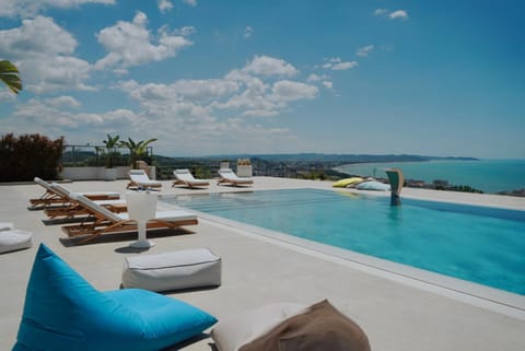 Patio, Pool view, Sea view, Swimming pool, sunbed