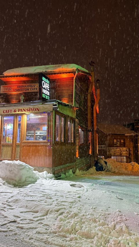Property building, Night, Winter