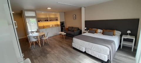Bed, Kitchen or kitchenette, Living room, Photo of the whole room, Bedroom