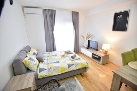Bed, TV and multimedia, Living room, Photo of the whole room, Bedroom, air conditioner