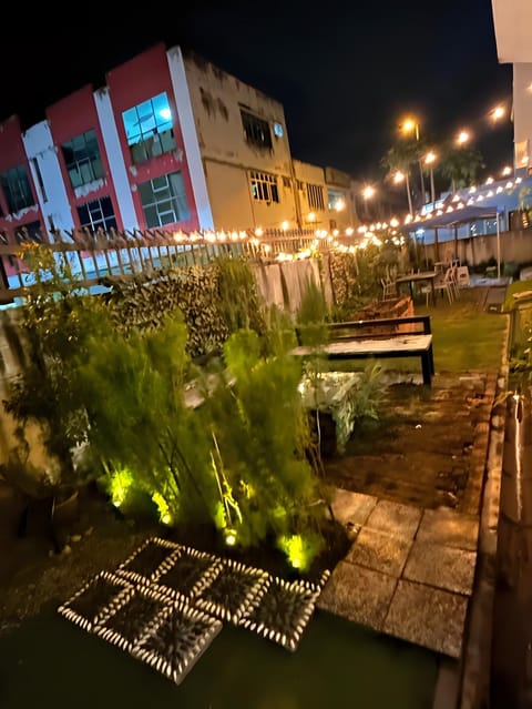 Property building, Night, Garden, Garden view