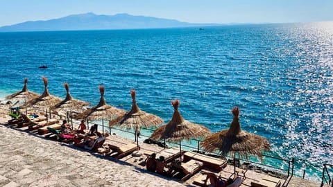 Beach, Sea view, sunbed