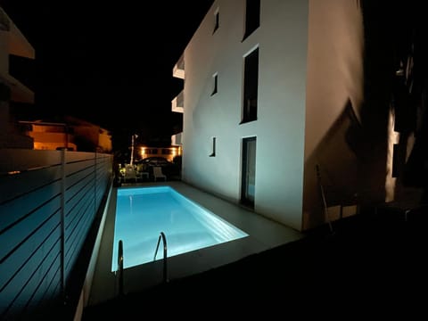 Night, Pool view, Swimming pool