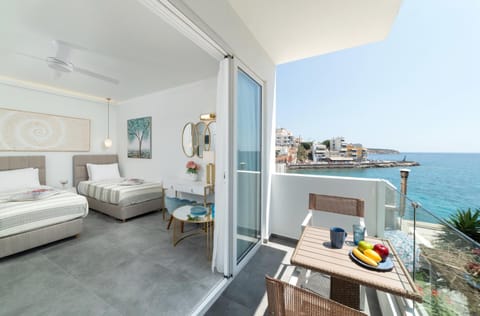 Patio, Bed, Natural landscape, View (from property/room), Photo of the whole room, Seating area, Beach, Bedroom, Sea view