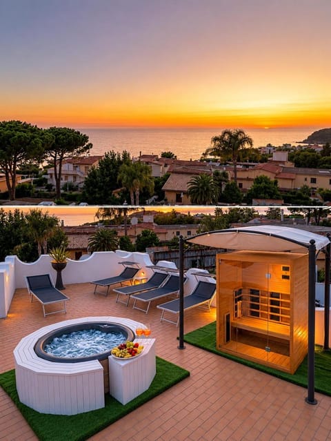 Natural landscape, Pool view, Swimming pool, Sunset