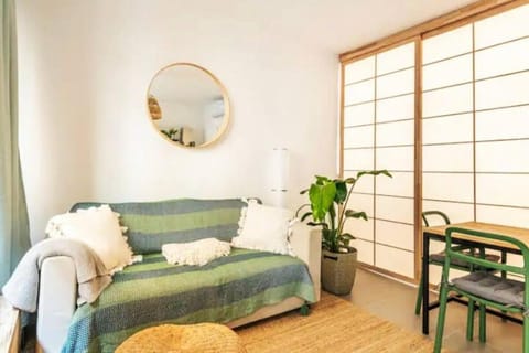 Bed, Living room, Seating area