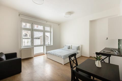 Bed, Living room, Dining area