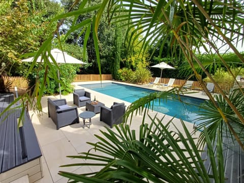 Patio, Spring, Pool view, Swimming pool, sunbed