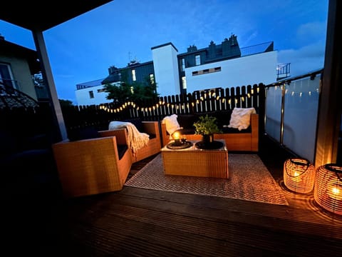Property building, Patio, Night, View (from property/room), Balcony/Terrace, Balcony/Terrace, Seating area