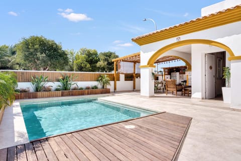Property building, Living room, Swimming pool
