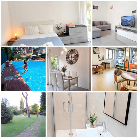Property building, Bed, Garden, Living room, Photo of the whole room, Seating area, Bedroom, Garden view, Pool view, Swimming pool
