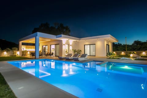 Property building, Night, Swimming pool, sunbed