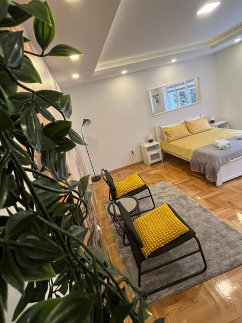 Bed, Living room, Photo of the whole room, Seating area, Bedroom