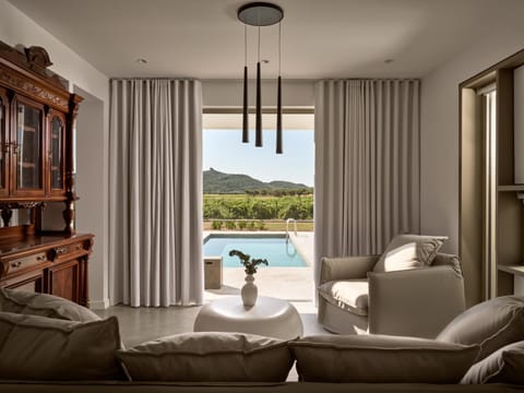 Living room, Seating area, Pool view, Swimming pool