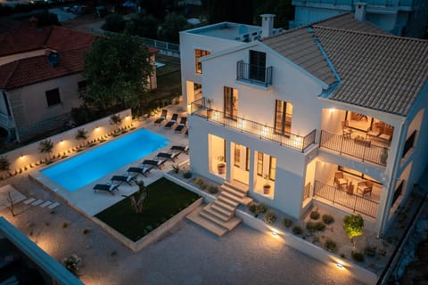 Property building, Night, Swimming pool