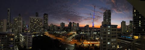 Night, City view, Sunset