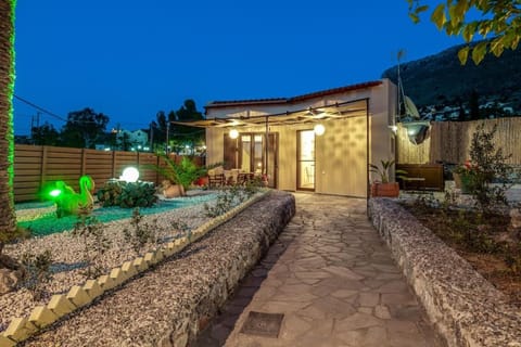 Property building, Patio, Night, Garden, Garden view