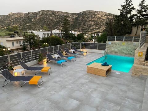 Patio, Pool view, sunbed