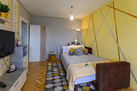 Bed, TV and multimedia, Living room, Photo of the whole room, Bedroom