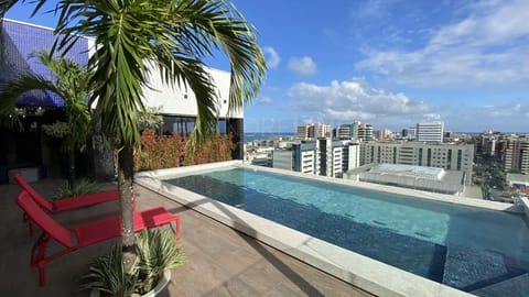 View (from property/room), Balcony/Terrace, City view, Pool view, Swimming pool, sunbed