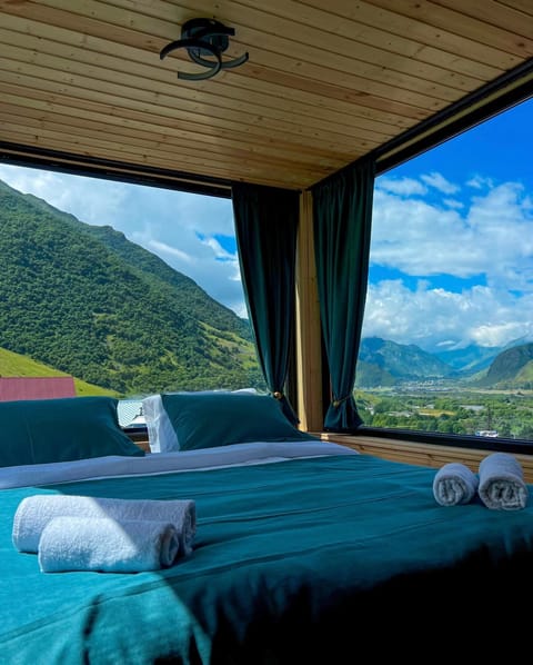 Bed, Natural landscape, Bedroom, Mountain view