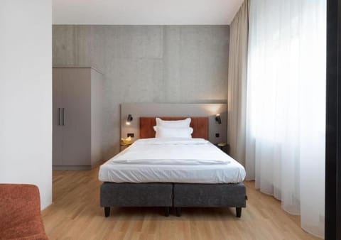 Bed, wardrobe
