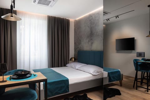 Bed, TV and multimedia, Photo of the whole room, hair dresser