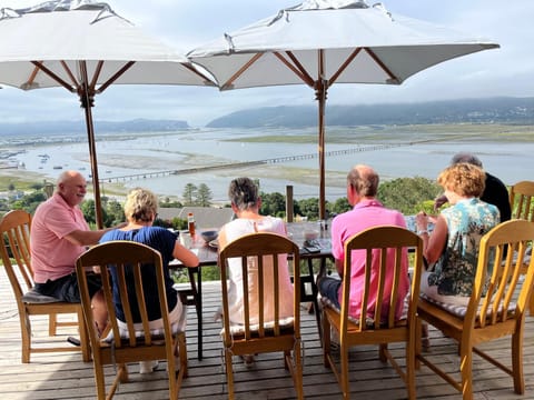 View (from property/room), Balcony/Terrace, Dining area, group of guests