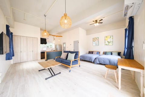Bed, Living room, Dining area