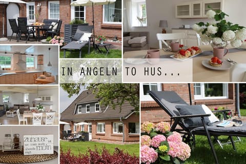 Patio, Garden, Living room, Seating area, Dining area, Text overlay, Garden view