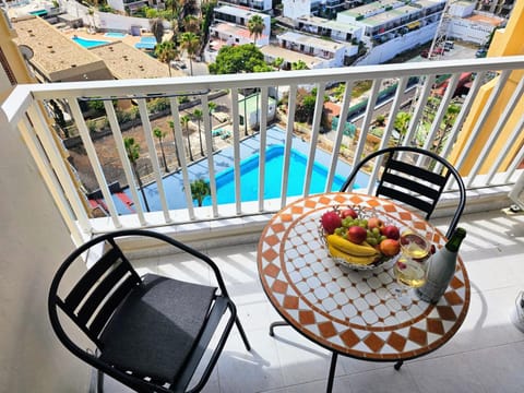 View (from property/room), Balcony/Terrace, Pool view, Swimming pool