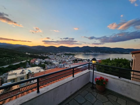 Nearby landmark, Natural landscape, Balcony/Terrace, Mountain view, Sunset
