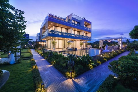 Property building, Night, Natural landscape, Garden, Garden view