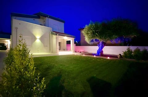 Property building, Night, Garden, Garden view