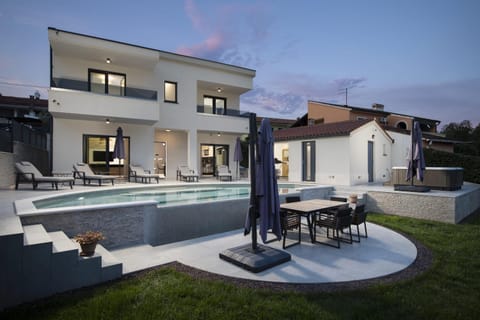 Property building, Night, Garden, Pool view, Swimming pool
