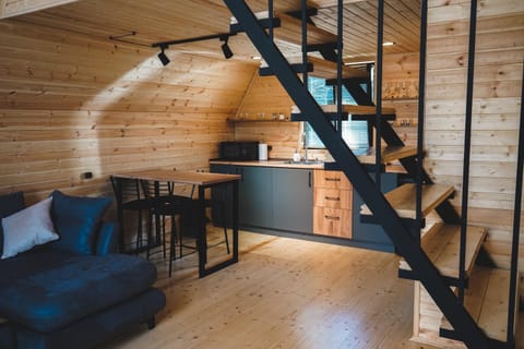 Kitchen or kitchenette, Living room, Seating area, Dining area