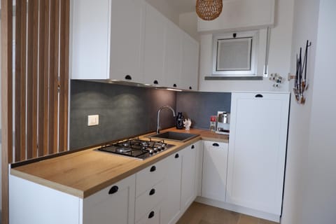 Kitchen or kitchenette, dishwasher, stove