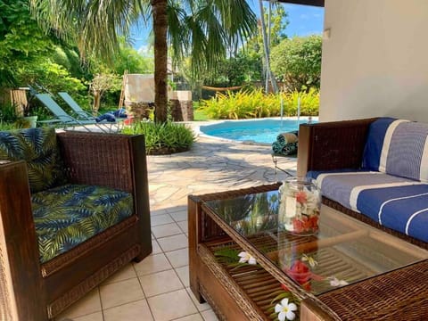Patio, Seating area, Pool view, Swimming pool, sunbed