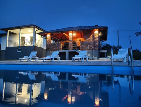 Night, Natural landscape, Swimming pool, sunbed