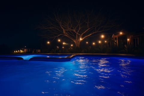 Night, Pool view, Swimming pool