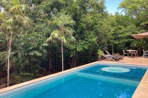 Natural landscape, Garden, Garden view, Pool view, Swimming pool, sunbed