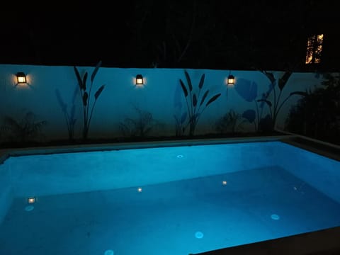 Night, Pool view, Swimming pool