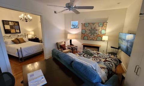 Bed, TV and multimedia, Living room, Photo of the whole room, Seating area, Bedroom