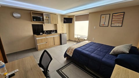 Bed, TV and multimedia, Kitchen or kitchenette, Living room, Photo of the whole room, Seating area, Bedroom, minibar, oven, stove
